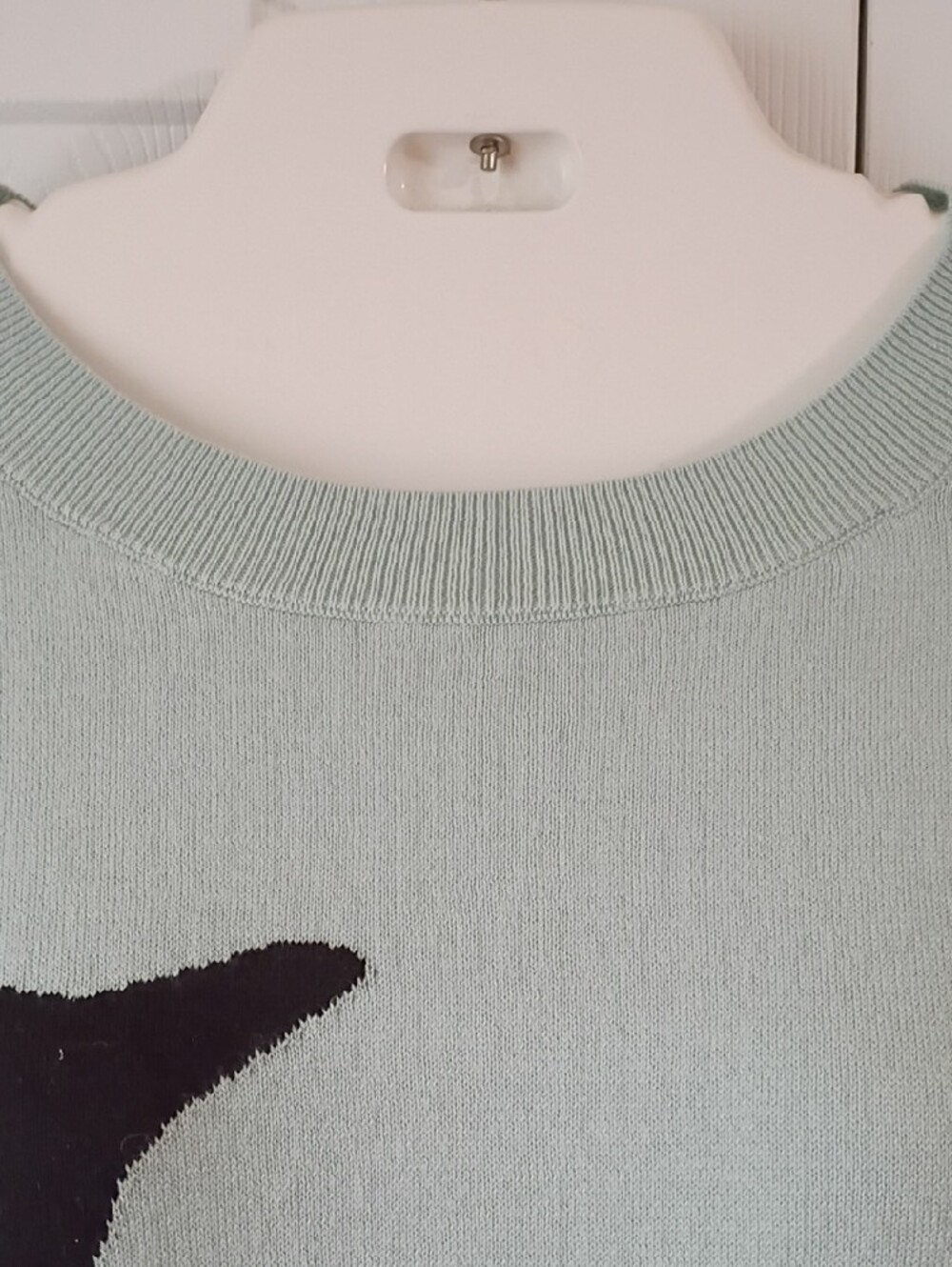 LOFT Mint Green Cotton Sweater with Black and White Penguin Size M - Picture 3 of 10